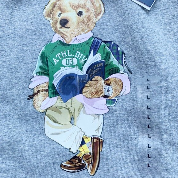 NWT POLO RALPH LAUREN BIG Boys L 14-16 Color Blocked BEAR Fleece Hoodie - Picture 3 of 7